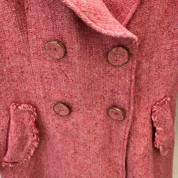 CAbi Madison Ave Coat Womens 2 Pink Tweed Double Breasted Wool Blend Old Money - Picture 5 of 8
